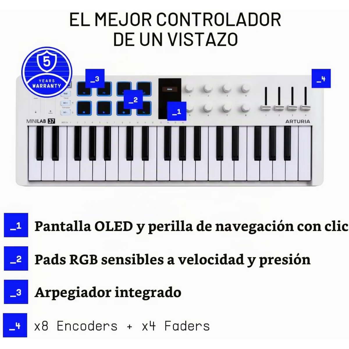 Arturia MiniLab 37 Mk3 Edición Blanca