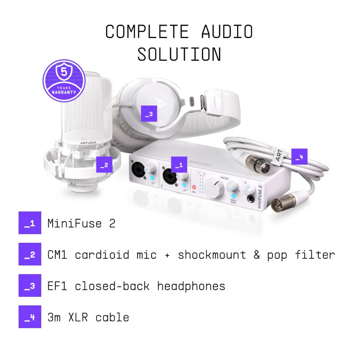 Arturia MiniFuse 2 Recording Pack, Color Blanco